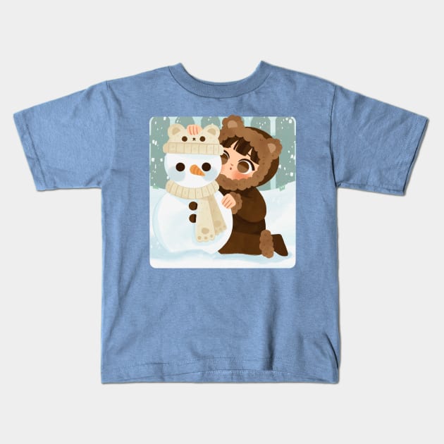 Snow Bear Kids T-Shirt by Lobomaravilha